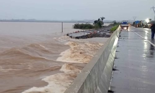 Desvio da Várzea do Rio Toropi é destruído por enchente na BR-287 entre São Pedro do Sul e São Vicente do Sul